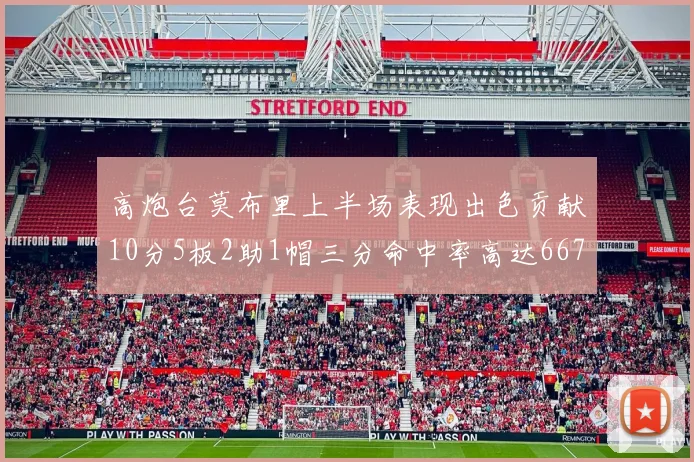 高炮台莫布里上半场表现出色贡献10分5板2助1帽三分命中率高达667